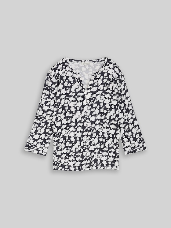 Long-sleeved shirt with pattern - blue ginkgo minimal