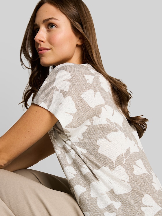 T-shirt with pattern - ginkgo knit optic