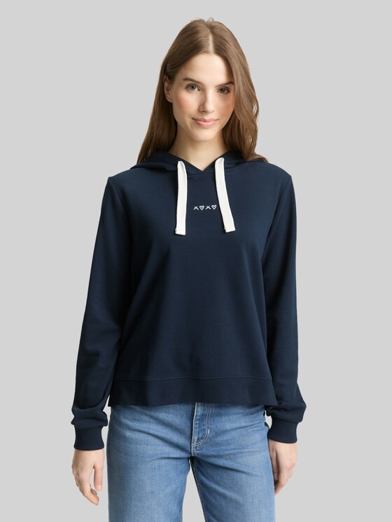Hoodie sweatshirt with embroidery - sky captain blue