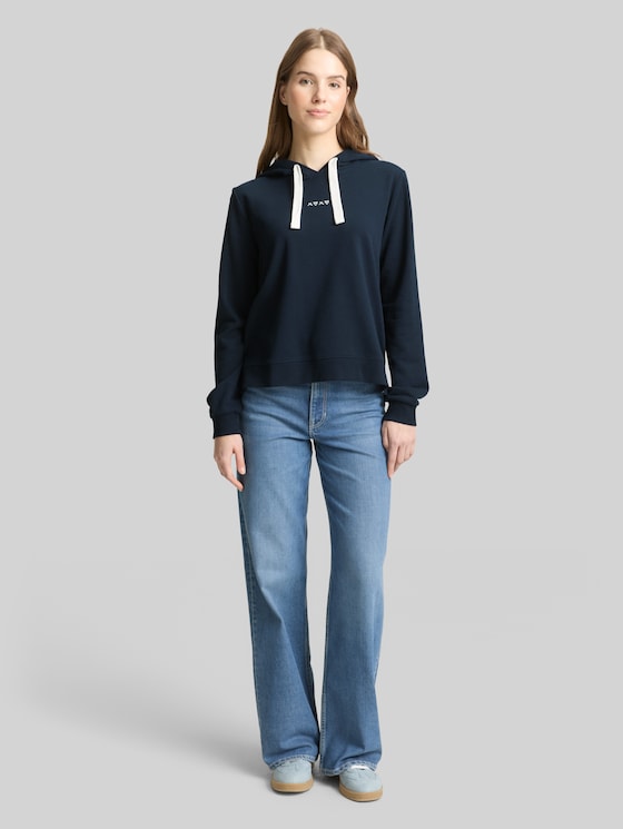 Hoodie sweatshirt with embroidery - sky captain blue