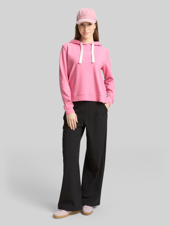 Hoodie sweatshirt with embroidery - Soft Blush Rose