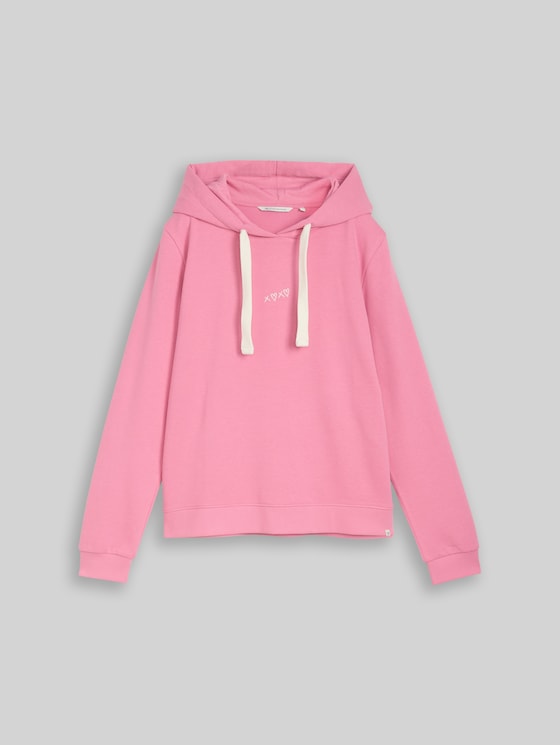 Hoodie sweatshirt with embroidery - Soft Blush Rose