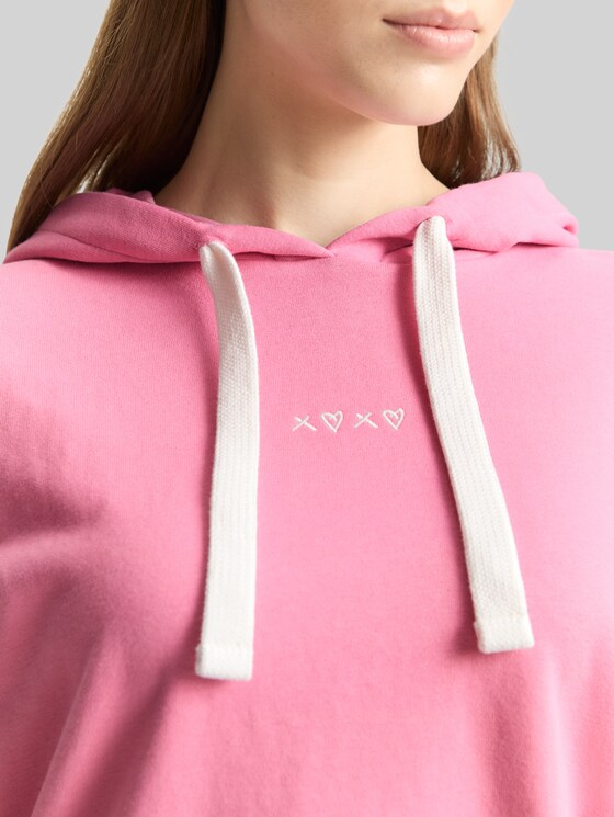Hoodie sweatshirt with embroidery - Soft Blush Rose