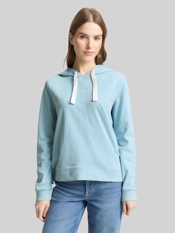 Hoodie sweatshirt with embroidery - calm cloud blue