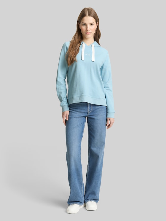 Hoodie sweatshirt with embroidery - calm cloud blue