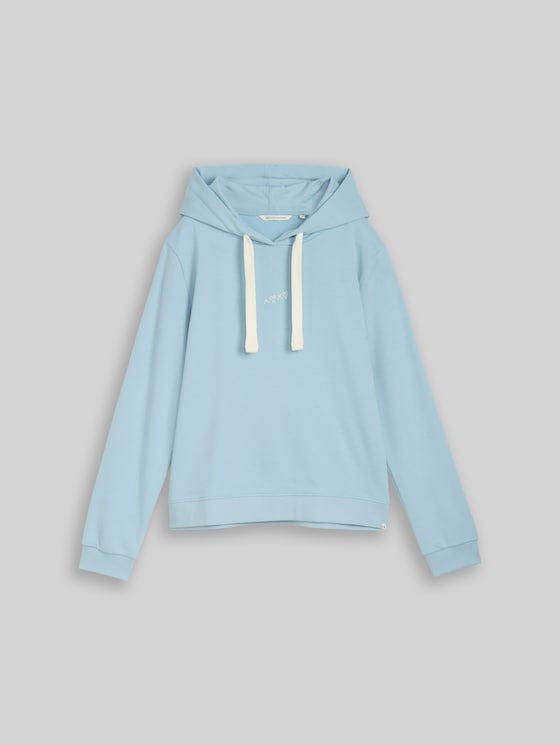 Hoodie sweatshirt with embroidery - calm cloud blue