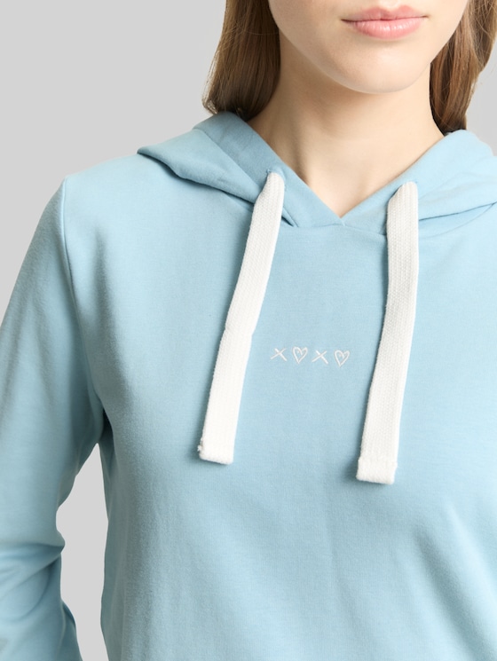 Hoodie sweatshirt with embroidery - calm cloud blue