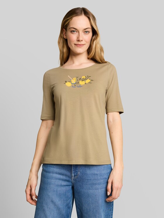 Printed T-shirt - Silver Olive