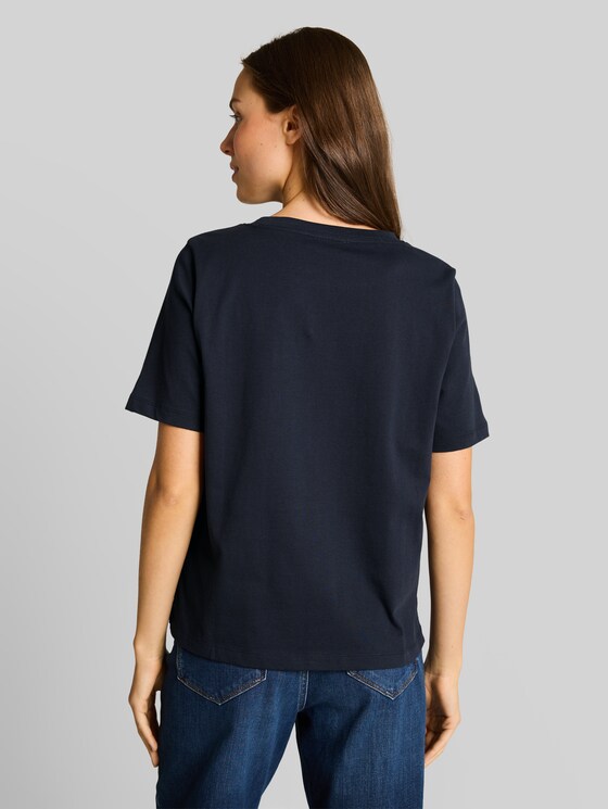 Boxy fit T-shirt with chest pocket - sky captain blue