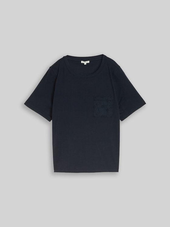 Boxy fit T-shirt with chest pocket - sky captain blue