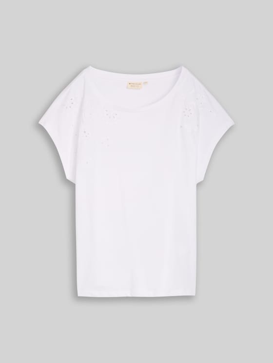 T-shirt with eyelet embroidery - White