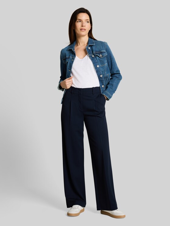Top with linen blend - White