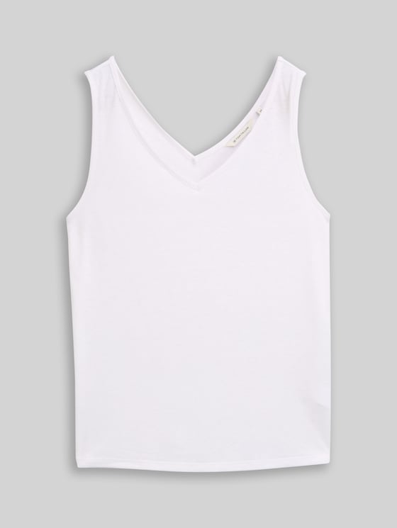 Top with linen blend - White