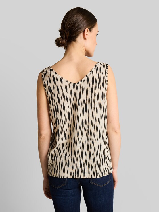 Top with linen blend - sand stone beige abstract dot