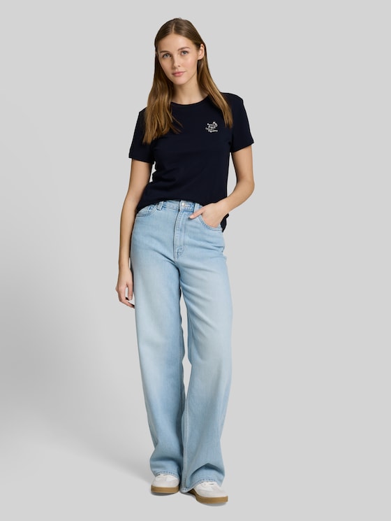 T-shirt with embroidery - sky captain blue