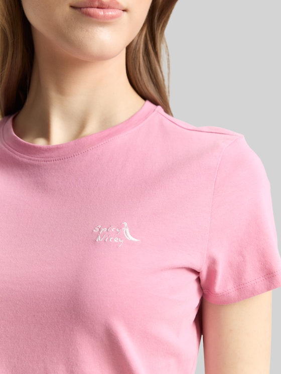 T-shirt with embroidery - Soft Blush Rose