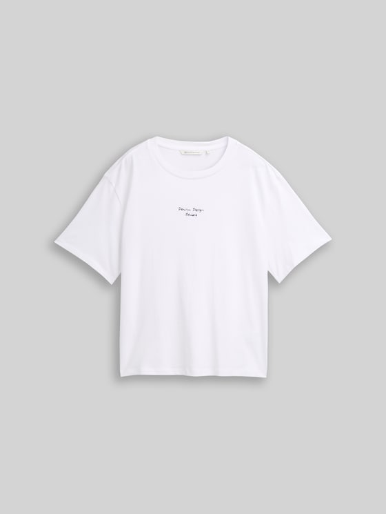 Boxy-fit T-shirt with embroidery - White
