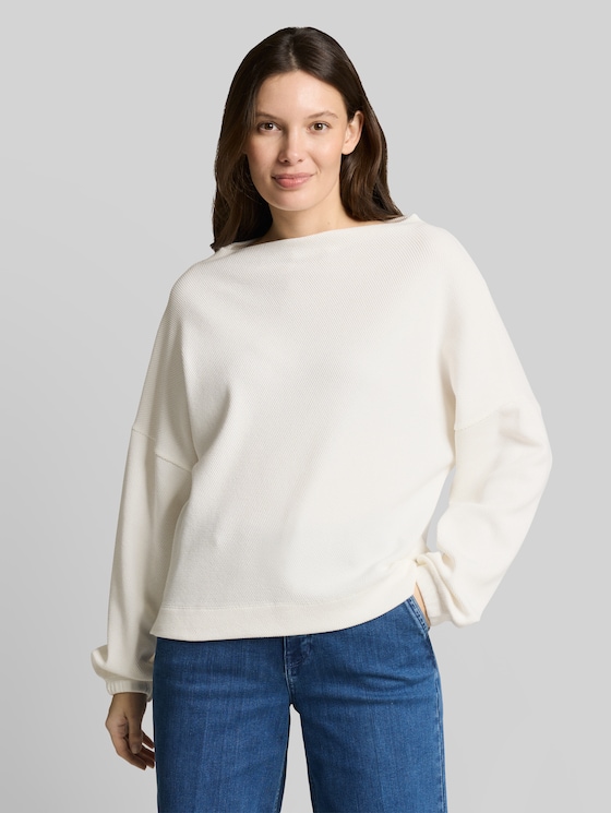 Sweatshirt with stand-up collar - Whisper White