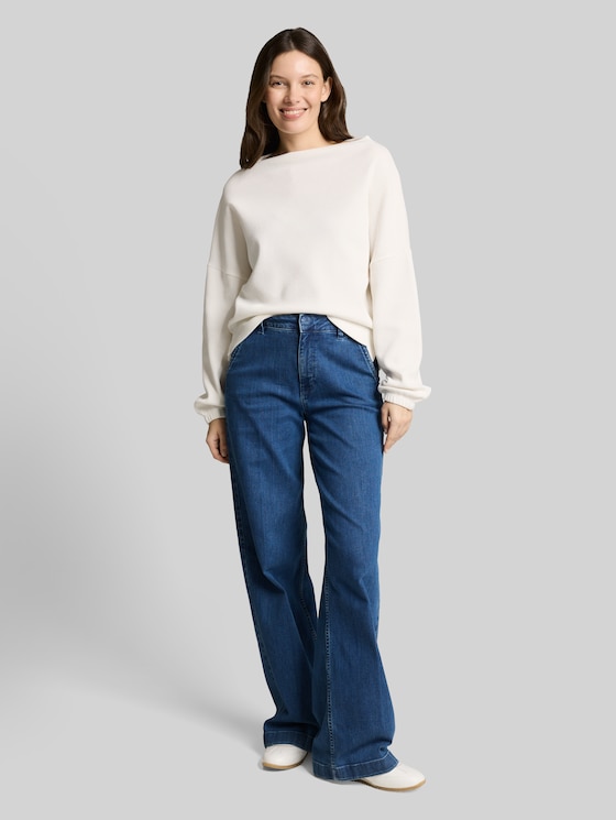 Sweatshirt with stand-up collar - Whisper White