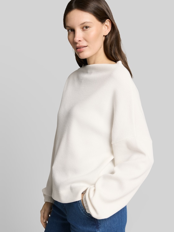 Sweatshirt with stand-up collar - Whisper White