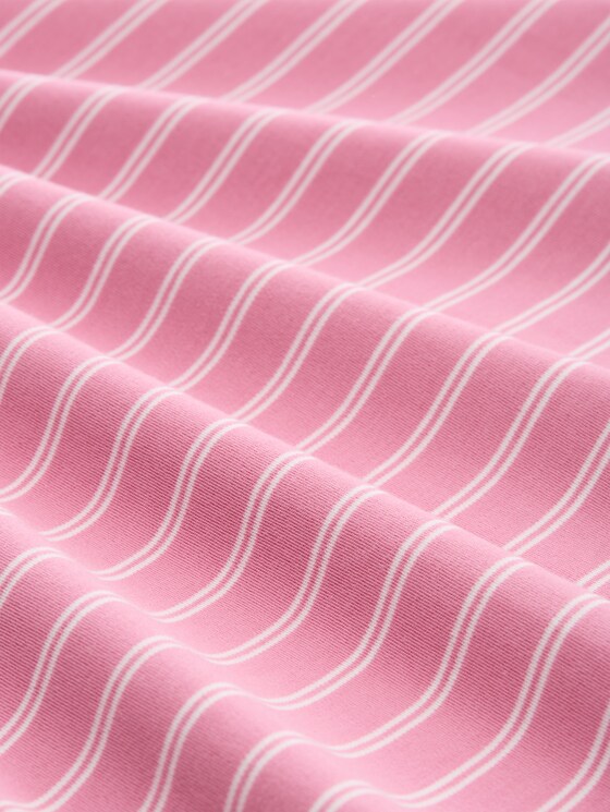 Boxy fit long-sleeved shirt with heart embroidery - pink white stripe