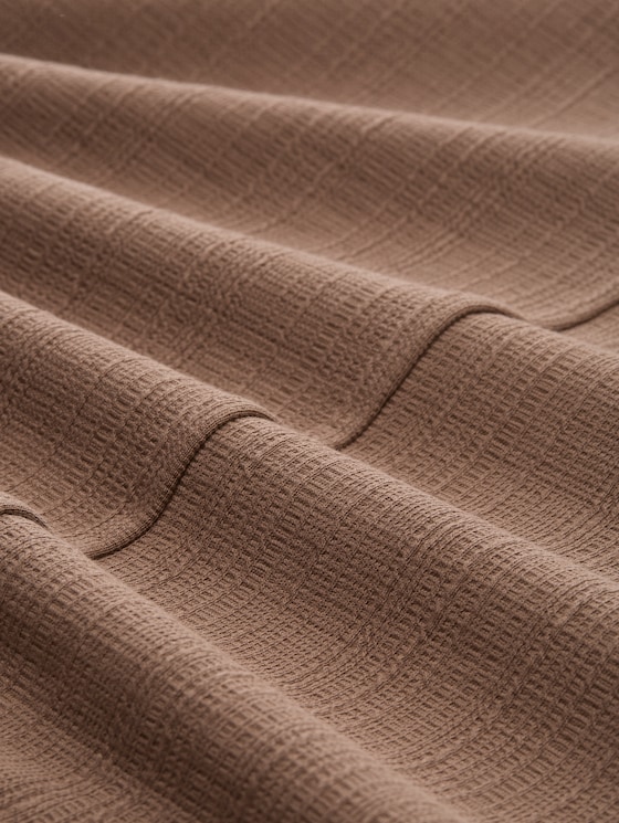 Jacquard sweatshirt with V-neck - taupe grey