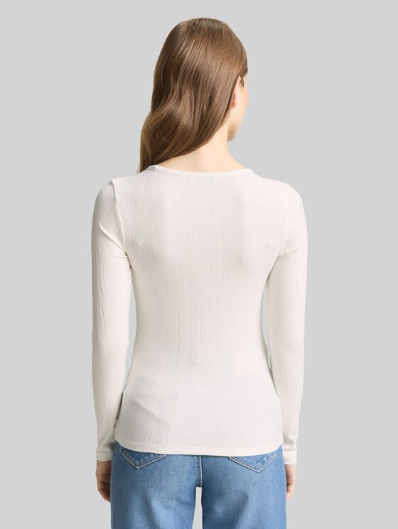 Slim-fit long-sleeved top with ribbed texture - off white