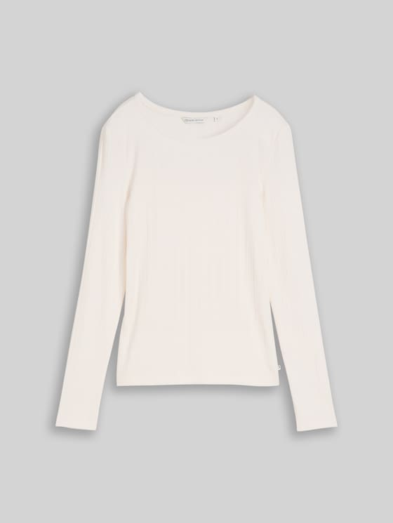 Slim-fit long-sleeved top with ribbed texture - off white