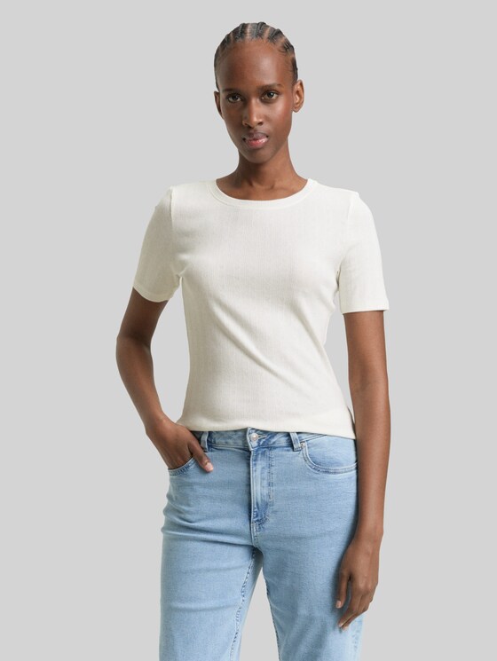 Slim-fit pointelle T-shirt - off white