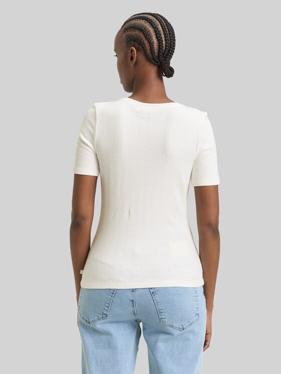 Slim-fit pointelle T-shirt - off white