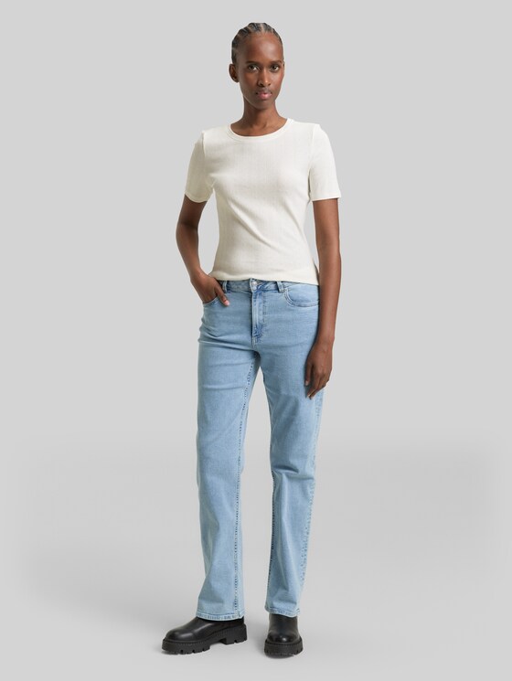 Slim-fit pointelle T-shirt - off white