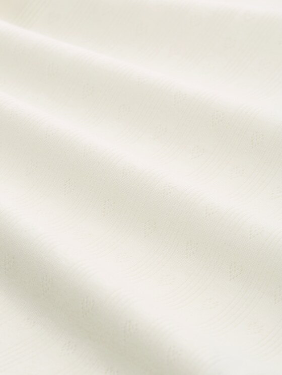 Pointelle long-sleeved shirt with decorative button placket - off white