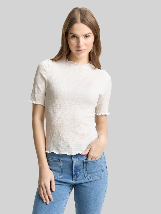 Slim fit crinkle T-shirt - off white