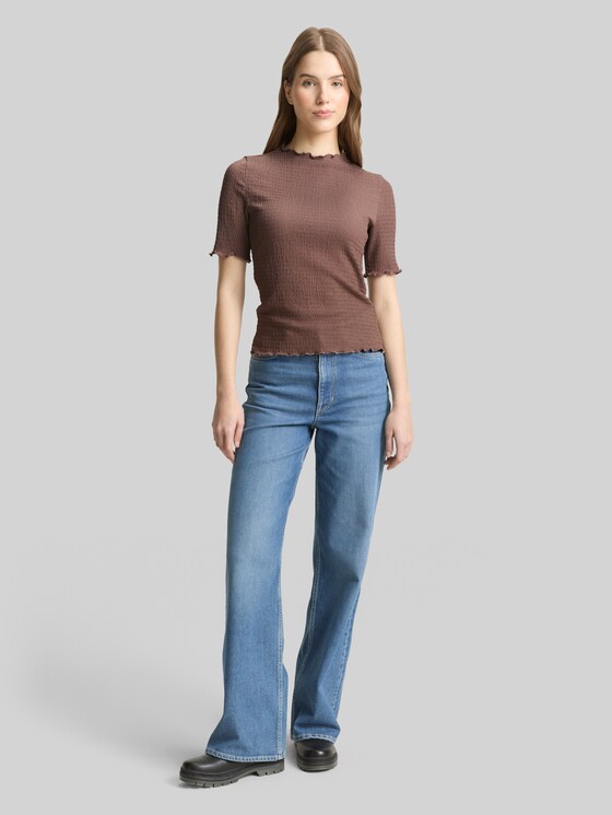 Slim fit crinkle T-shirt - taupe brown