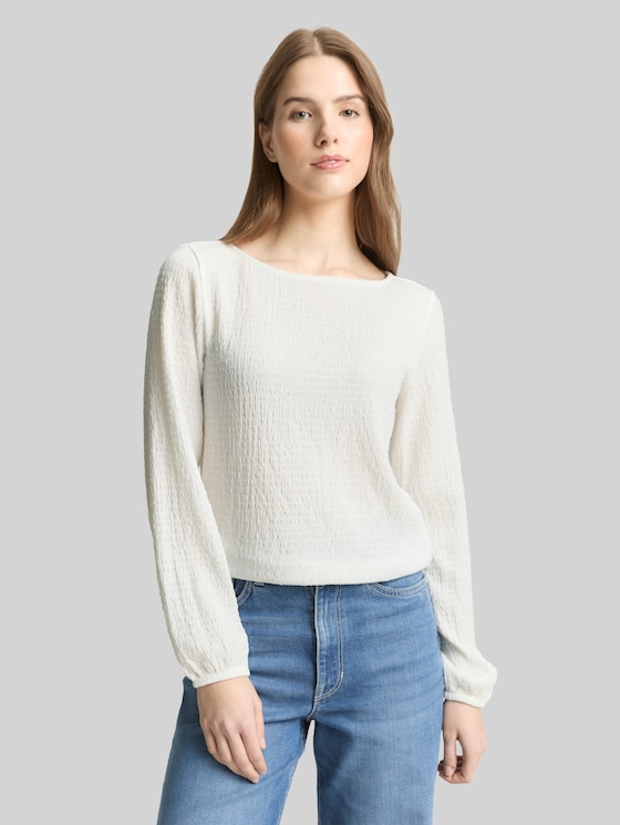 Loose fit crinkle long-sleeved shirt - off white