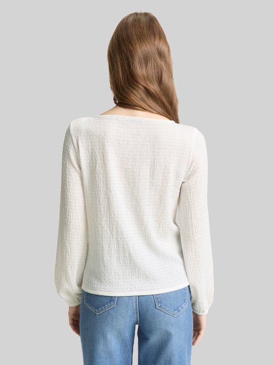 Loose fit crinkle long-sleeved shirt - off white