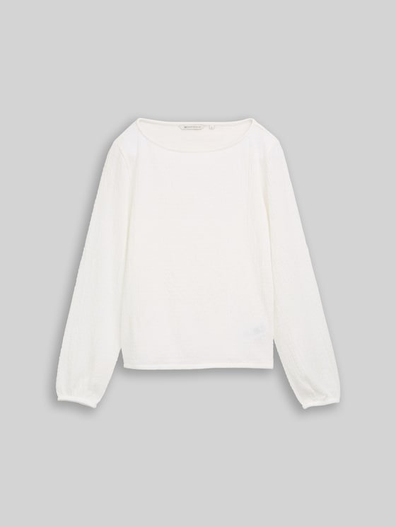 Loose fit crinkle long-sleeved shirt - off white