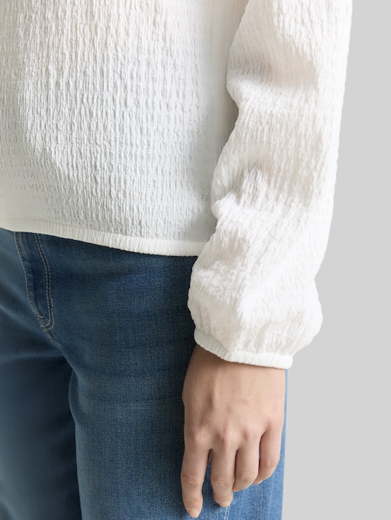 Loose fit crinkle long-sleeved shirt - off white