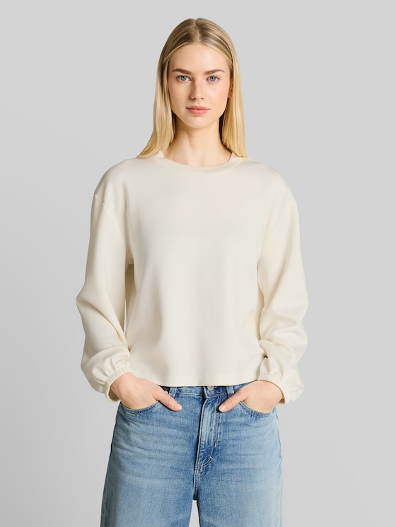 Loose fit scuba long-sleeved shirt - off white