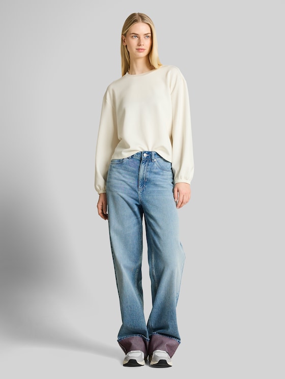 Loose fit scuba long-sleeved shirt - off white