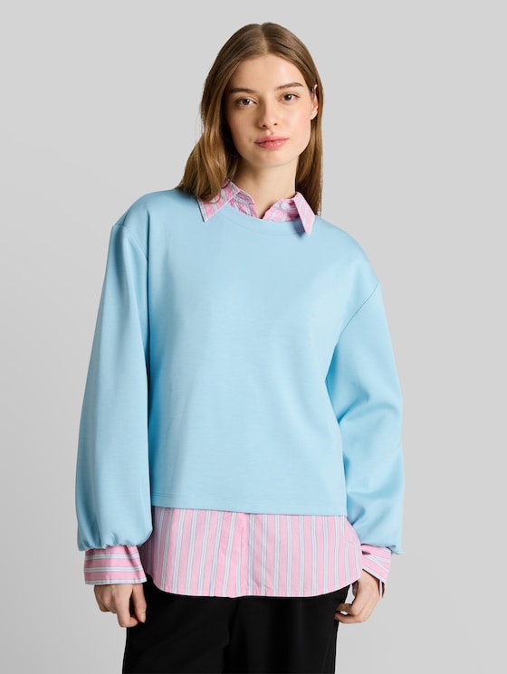 Loose fit scuba long-sleeved shirt - calm cloud blue