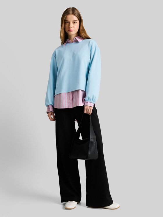Loose fit scuba long-sleeved shirt - calm cloud blue