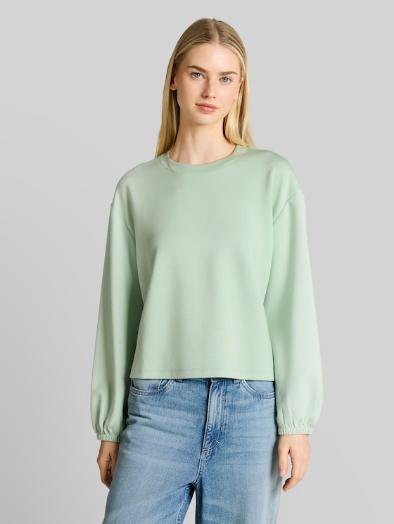 Loose fit scuba long-sleeved shirt - light matcha green