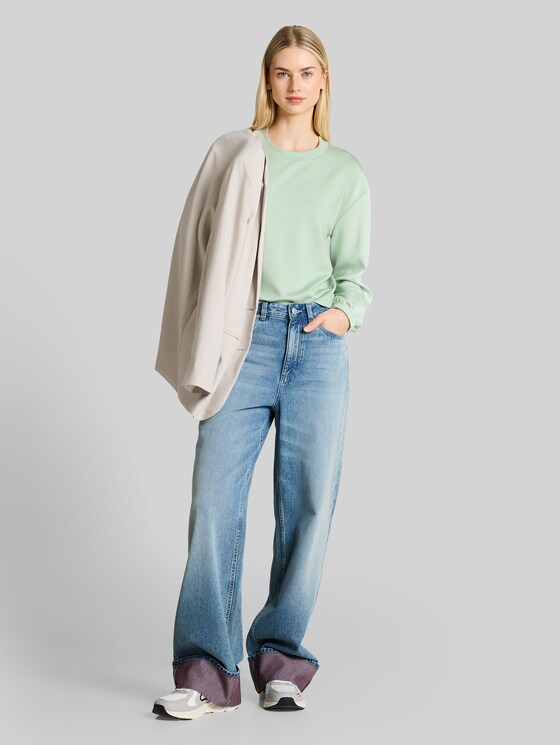 Loose fit scuba long-sleeved shirt - light matcha green