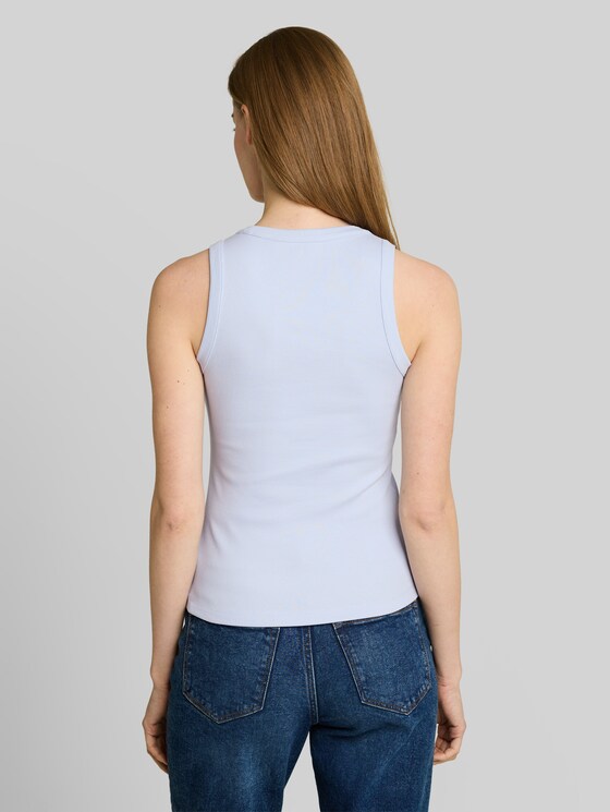 Slim-fit top with ribbed texture - mountain sky blue