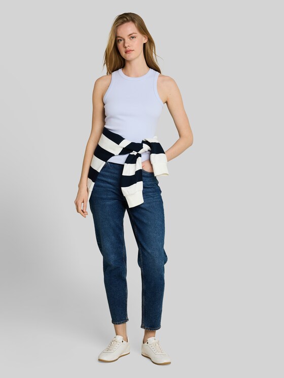 Slim-fit top with ribbed texture - mountain sky blue