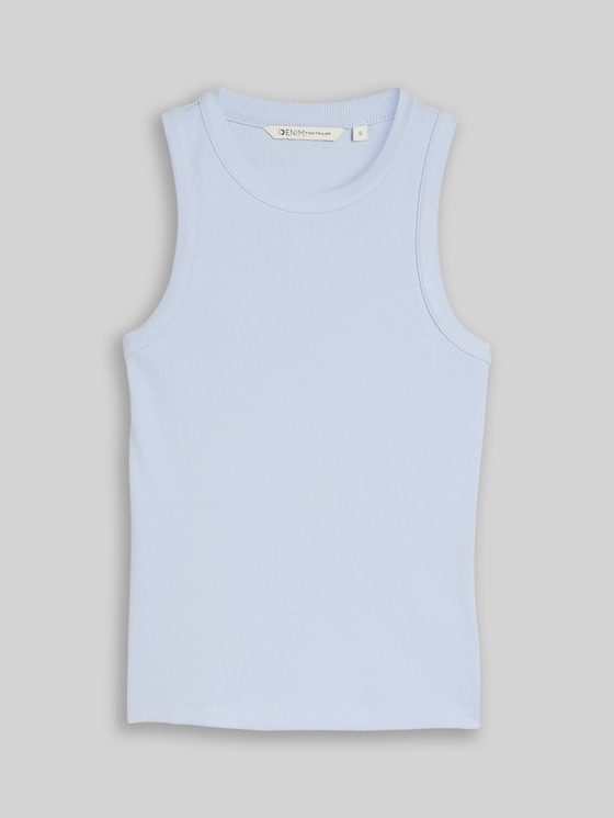 Slim-fit top with ribbed texture - mountain sky blue