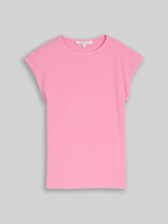 Slim-fit T-shirt with ribbed texture - Soft Blush Rose