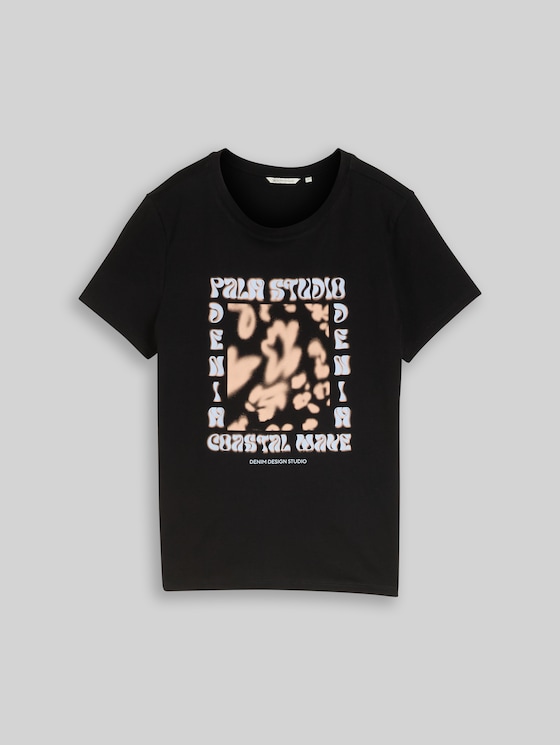 Printed T-shirt - deep black