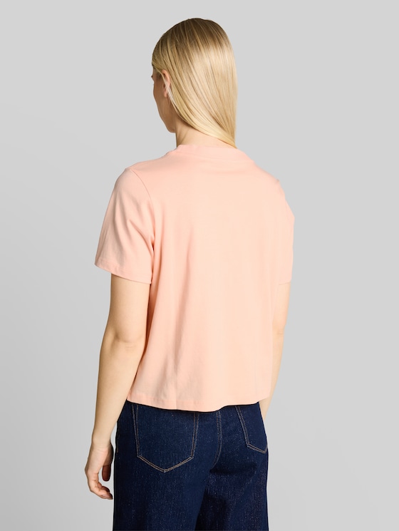 Loose fit T-shirt with embroidery - Orange Parfait